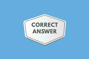 Correct Answer text Button. Correct Answer Sign Icon Label Sticker Web Buttons vector