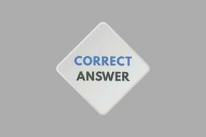 Correct Answer text Button. Correct Answer Sign Icon Label Sticker Web Buttons vector