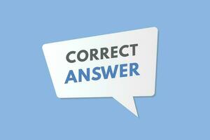 Correct Answer text Button. Correct Answer Sign Icon Label Sticker Web Buttons vector