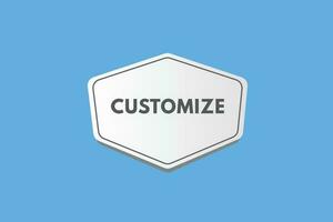 Customize text Button. Customize Sign Icon Label Sticker Web Buttons vector