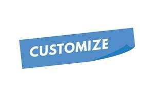 Customize text Button. Customize Sign Icon Label Sticker Web Buttons vector