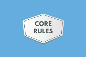 Core Rules text Button. Core Rules Sign Icon Label Sticker Web Buttons vector