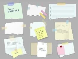 Paper sticky notes, banners, to do list or memo vector