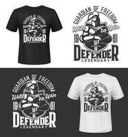 camiseta impresión con Caballero y espada, vector Bosquejo