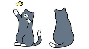 un gato en un contorno estilo personaje diseño y un plano diseño estilo mínimo vector ilustración.