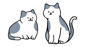 A cat in an outline style character design and a flat design style minimal vector illustration.