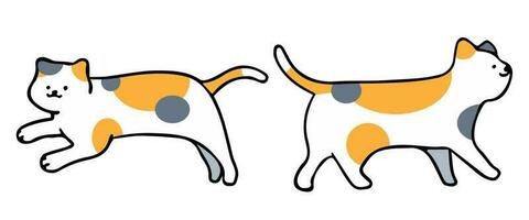 A cat in an outline style character design and a flat design style minimal vector illustration.