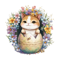 Spring Flower Cat in Easter png