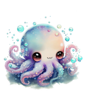 schattig Octopus waterverf clip art ai generatief png