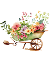floral brouette aquarelle ai génératif png