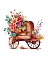 fleur le chariot aquarelle ai génératif png