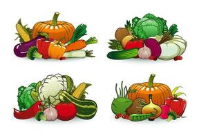 Farm vegetables vector icons cartoon veggies set