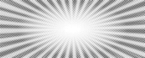 Sun rays halftone background. White and grey radial abstract comic pattern. Vector explosion abstract lines backdrop