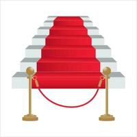 rojo alfombra en escalera con barandilla vector, ilustración, símbolo vector