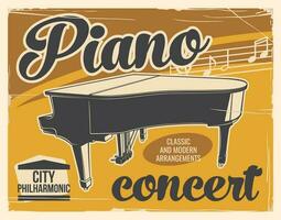 Piano concert music poster, classic music festival vector