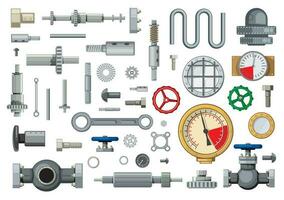 Mechanisms engineering spare parts cartoon vector