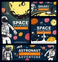 Astronaut space adventure cosmonaut in outer space vector