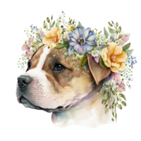 Spring Flower Floral Dog Watercolor png