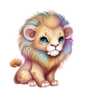 mignonne Lion aquarelle clipart ai génératif png