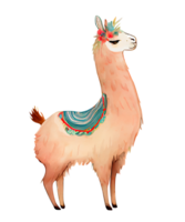 mignonne lama aquarelle clipart ai génératif png