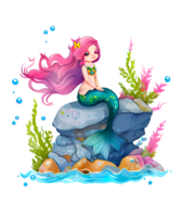 Cute Mermaid Watercolor Clipart png