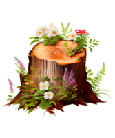 Flower Wooden Stump Watercolor png