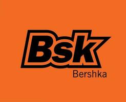 Bershka Bsk Brand Clothes Logo Symbol Black Design Sportwear Fashion Vector Illustration With Orange Background