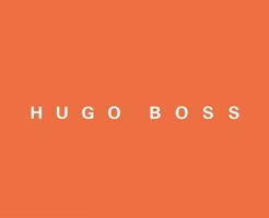 hugo jefe marca ropa símbolo logo blanco diseño ropa deportiva Moda vector ilustración con naranja antecedentes