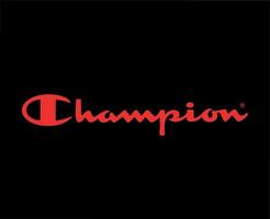 Champion Brand Clothes Name Logo Symbol Red Design Sportwear Fashion Vector Illustration With Black Background