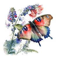 Spring Flower Butterfly Watercolor png