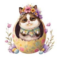 Spring Flower Cat in Easter png