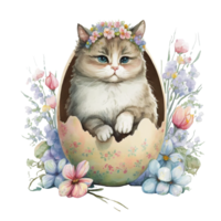 Spring Flower Cat in Easter png