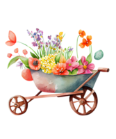 Floral Wheelbarrow Watercolor png