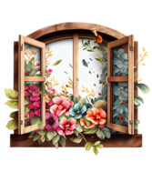Floral Window Watercolor Clipart png