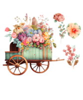 fleur le chariot aquarelle ai génératif png