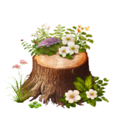 Flower Wooden Stump Watercolor png