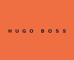 Hugo Boss Brand Clothes Symbol Logo Black Design Sportwear Fashion Vector Illustration With Orange Background