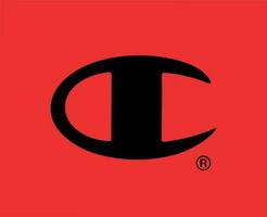 Champion Brand Clothes Symbol Logo Black Design Sportwear Fashion Vector Illustration With Red Background