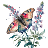 primavera flor mariposa acuarela ai generativo png
