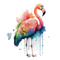 arco Iris flamingo aguarela ai generativo png
