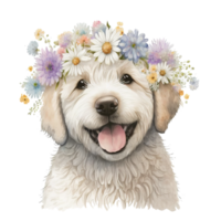 printemps fleur floral chien aquarelle ai génératif png