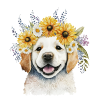 Spring Flower Floral Dog Watercolor png