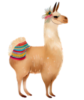 mignonne lama aquarelle clipart ai génératif png