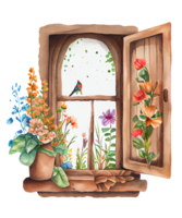 Floral Window Watercolor Clipart png