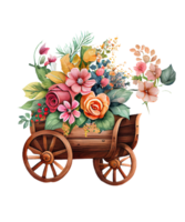 Blume Wagen Aquarell ai generativ png