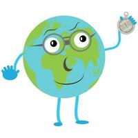 Character globe with compas vector