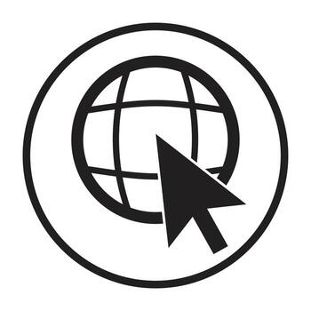 Web globe with arrow cursor monochrome vector