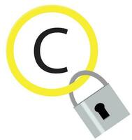 Protection sign copyright with hang steel padlock vector