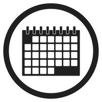calendario icono negro blanco vector