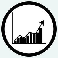Growth chart icon black white vector